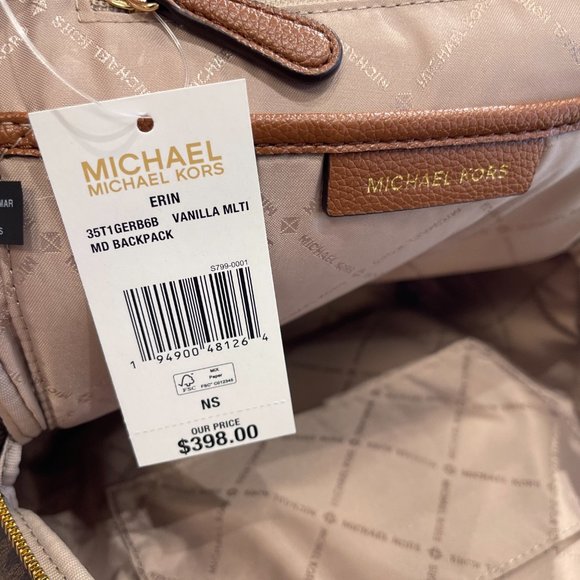 Michael Kors Erin M Backpack Brown Multi - Picture 9 of 11